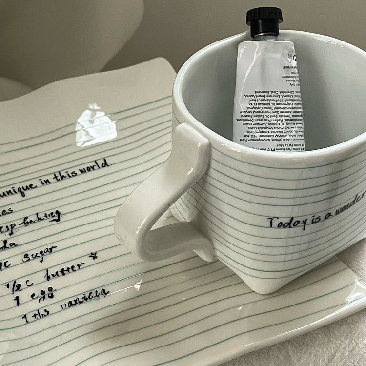 Notebook Ceramic Cup Plate