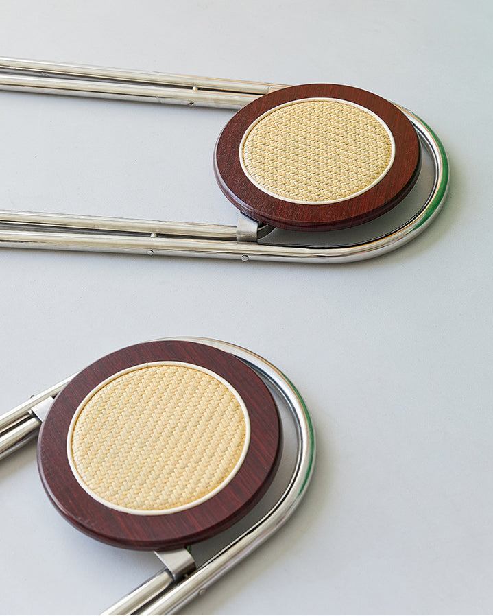 French-Style Rattan Folding Stool